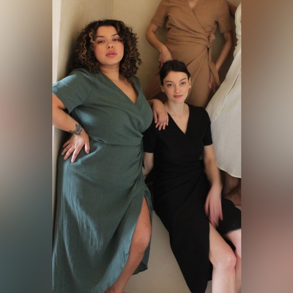 NWT Na Nin Minka Waffled Cotton Wrap Dress in Toffee - Picture 10 of 12